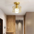 Gold Geometric Cage Ceiling Light