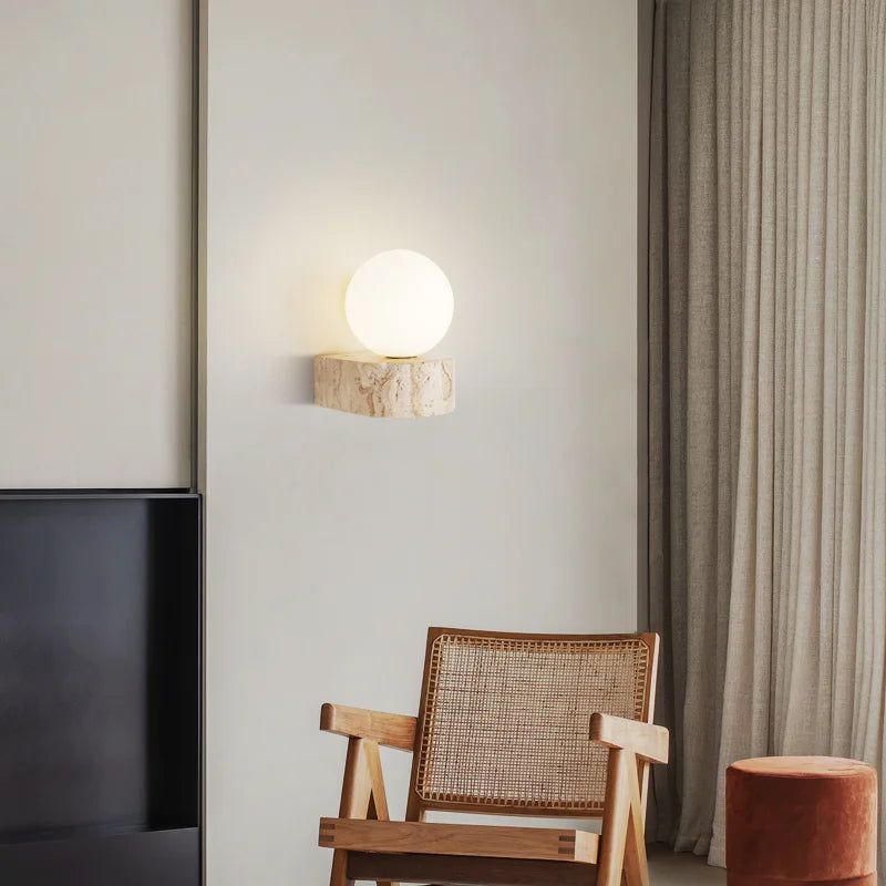 Travertine Japanese LED Wall Sconce