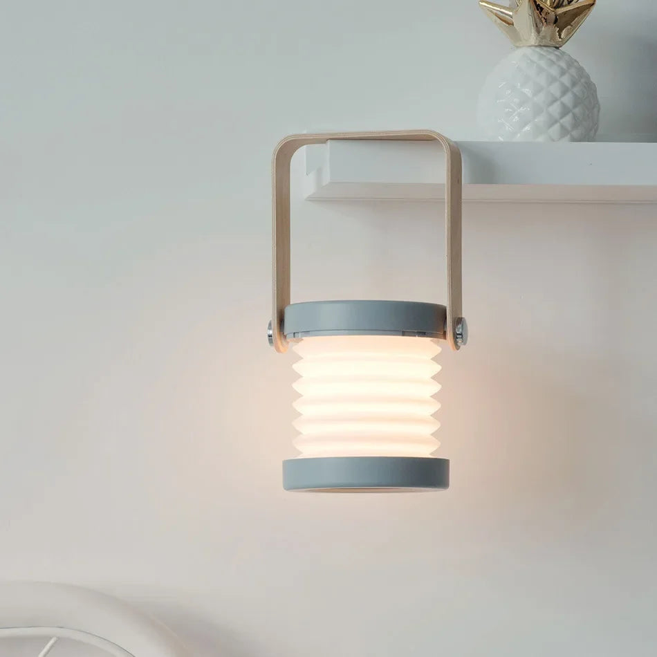 Folding Wooden Handle Lantern Lamp