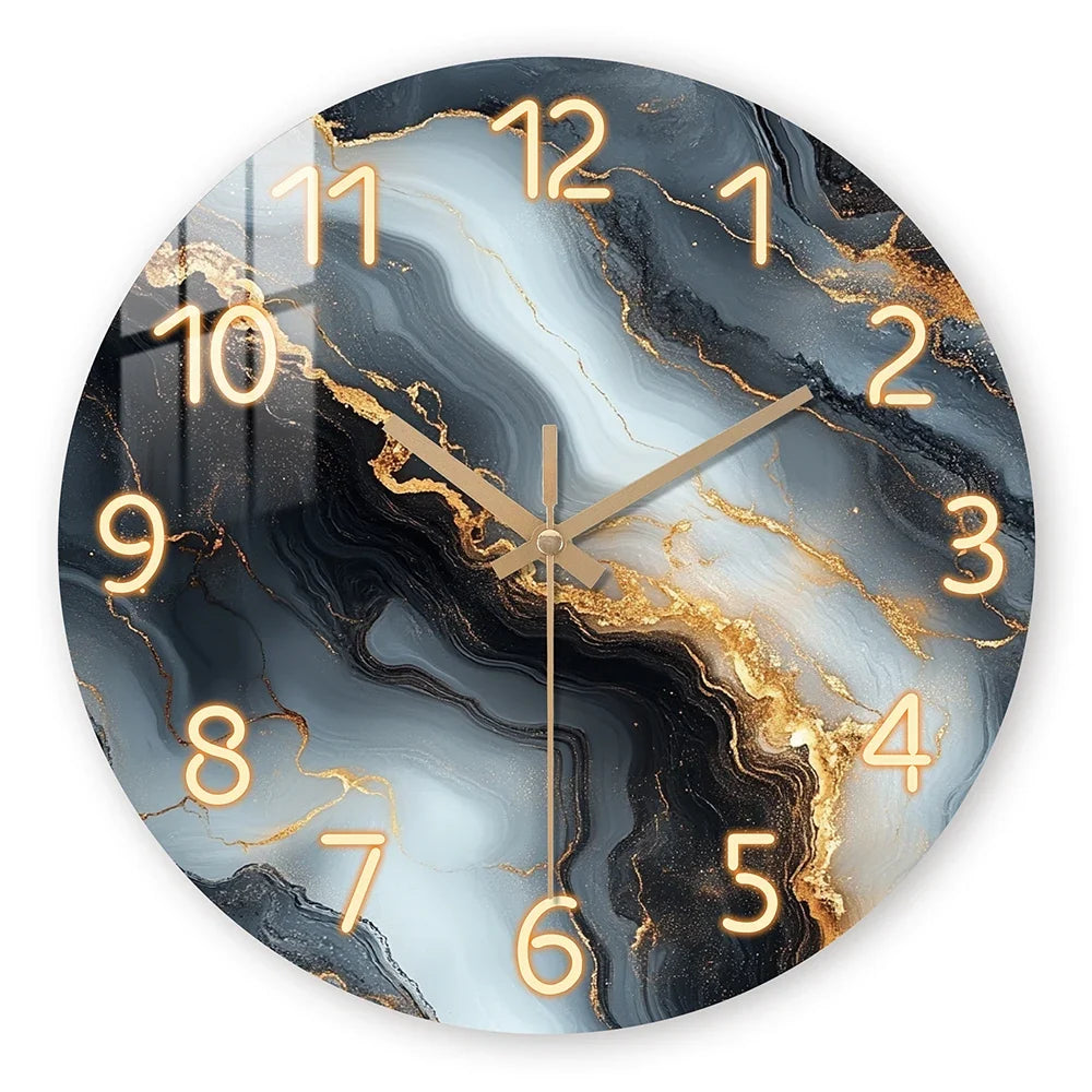 Blue & Gold Marble Wall Clock