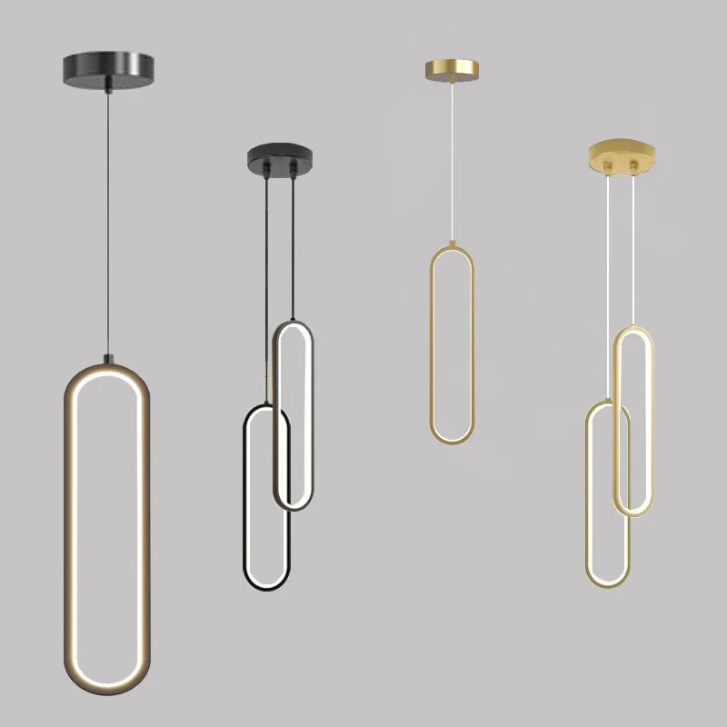 Gold & Black Minimalist LED Pendant