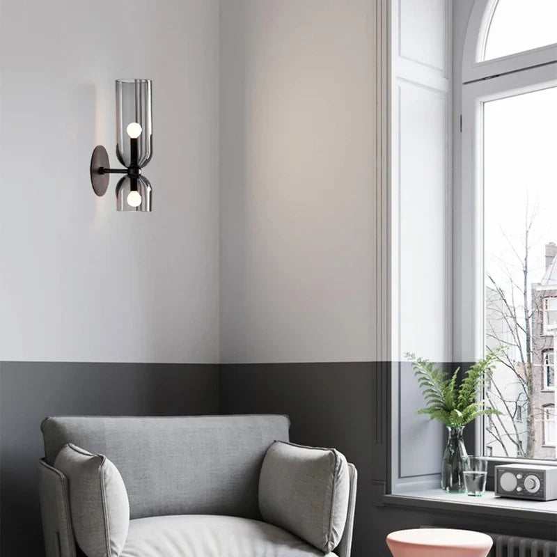 Smoked Glass Tube Wall Lamp