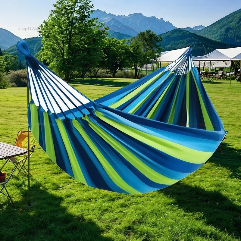 Striped Canvas Double Swing Hammock