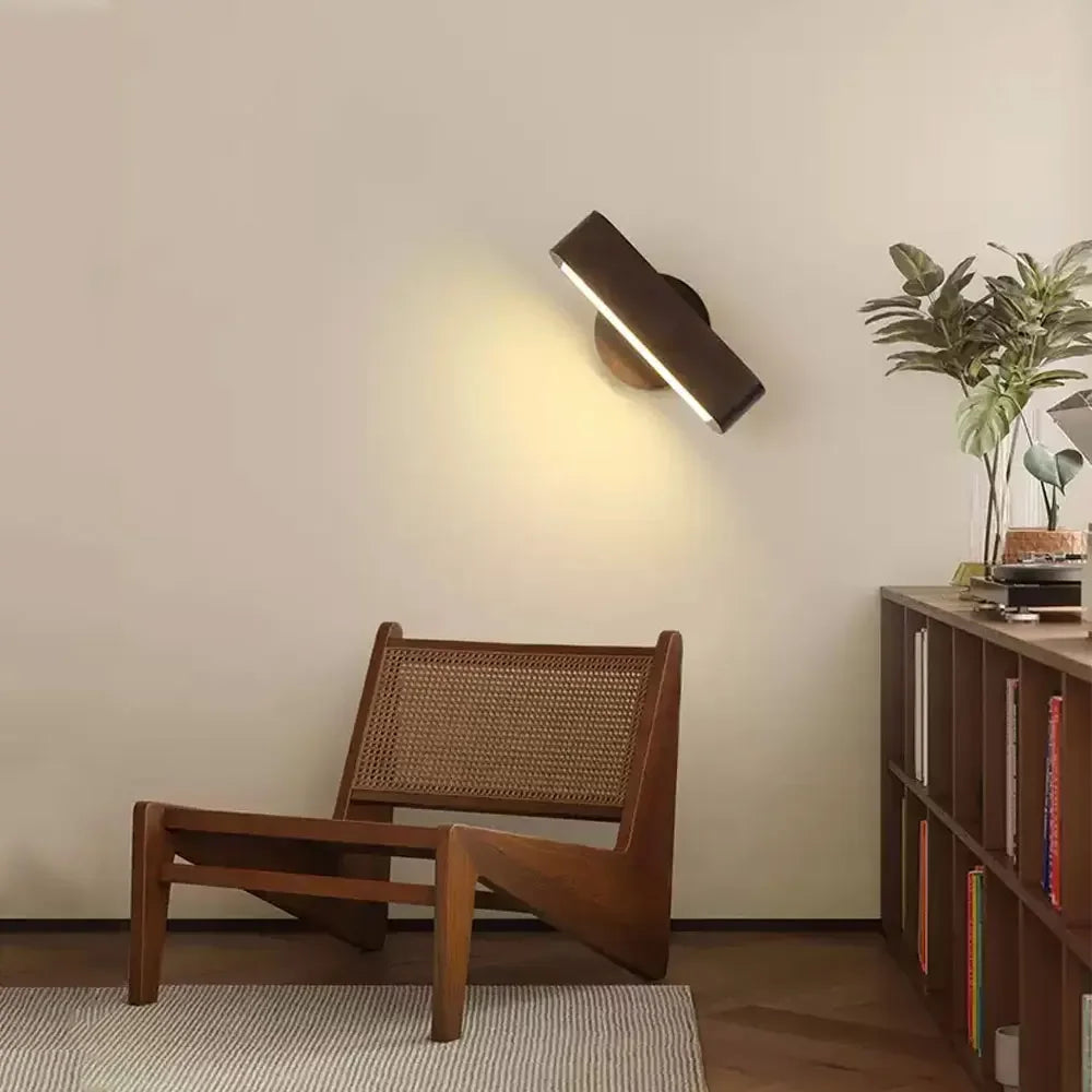 Japanese Rotating Wood Wall Lamp