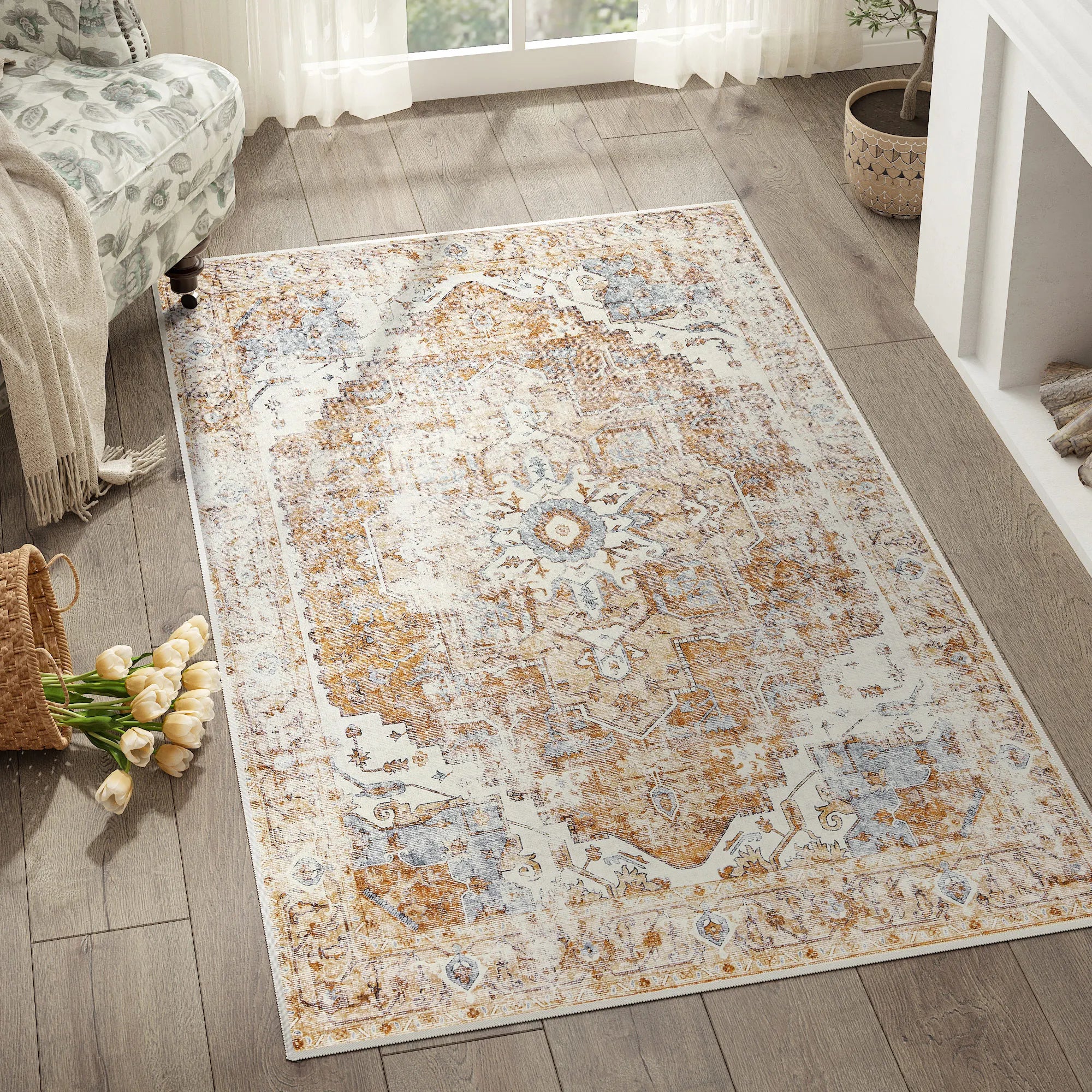 Heritage Medallion Non-Slip Rug