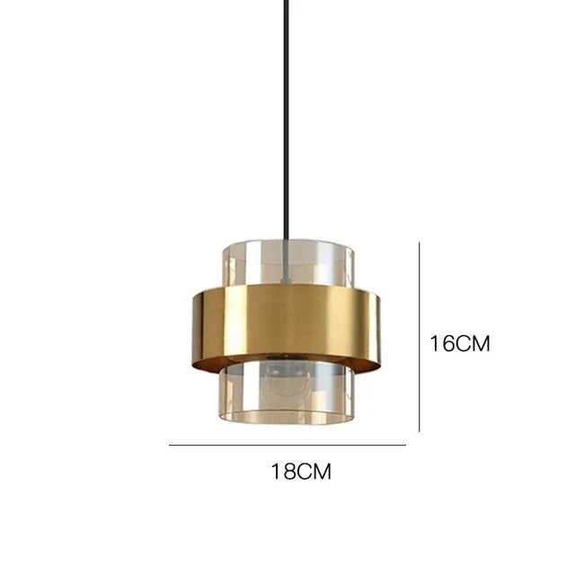 Brass Cylinder Glass Pendant Light