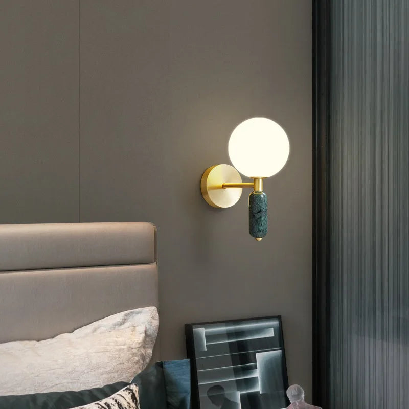 Marble & Glass Gold Wall Sconce