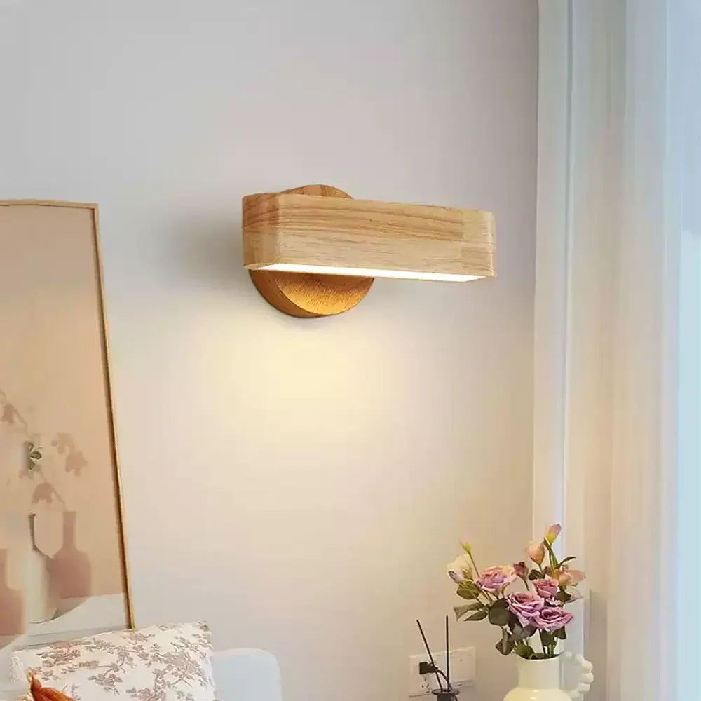Japanese Rotating Wood Wall Lamp