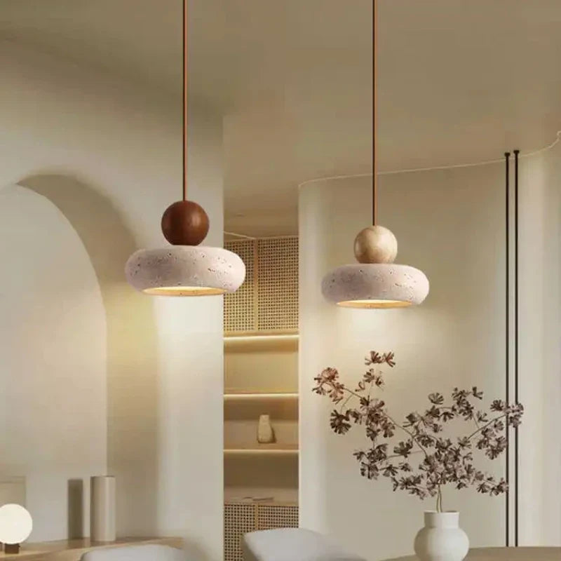 Stone & Wood Minimalist Pendant