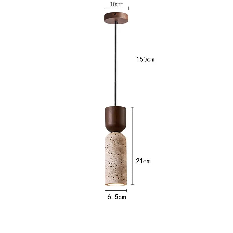 Travertine & Wood Bedside Pendant