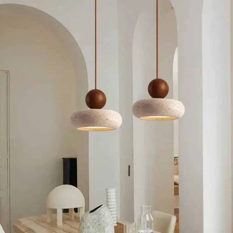 Stone & Wood Minimalist Pendant