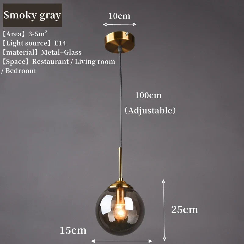Amber & Smoke Glass Globe Pendant