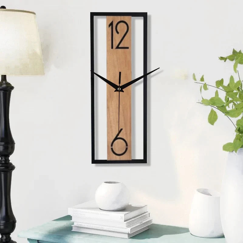 Slim Rectangular Wood Wall Clock