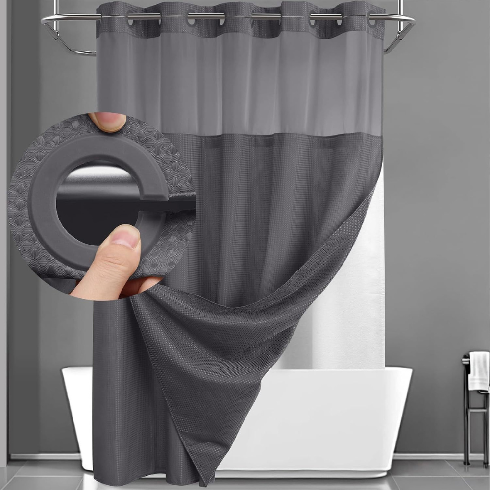 Waffle Fabric Double Layer Shower Curtain