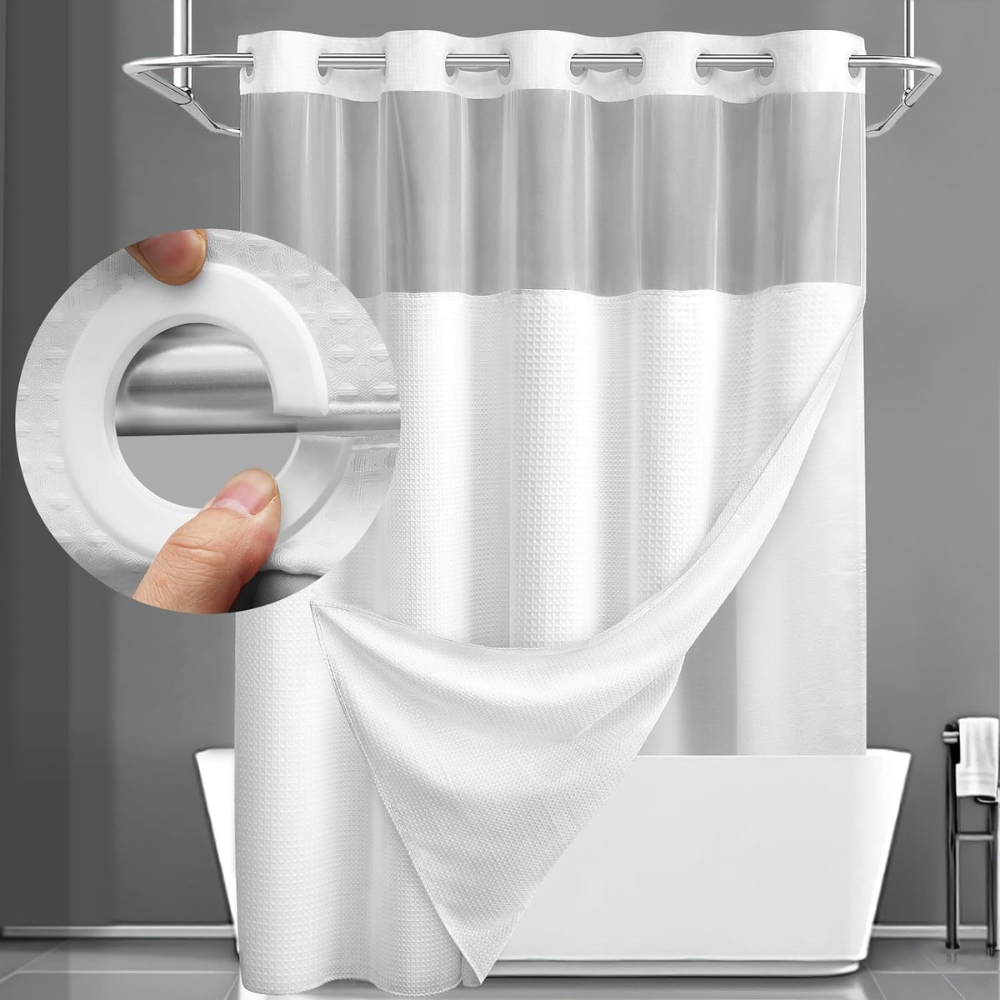 Waffle Fabric Double Layer Shower Curtain