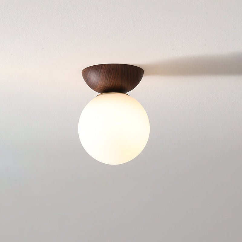Japanese Wood & Glass Ceiling Light