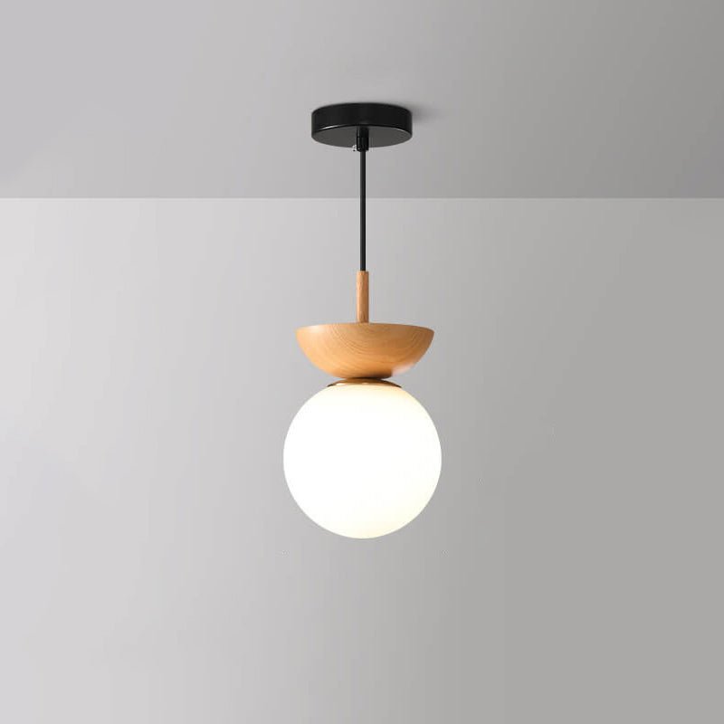 Japanese Wood & Glass Ceiling Light