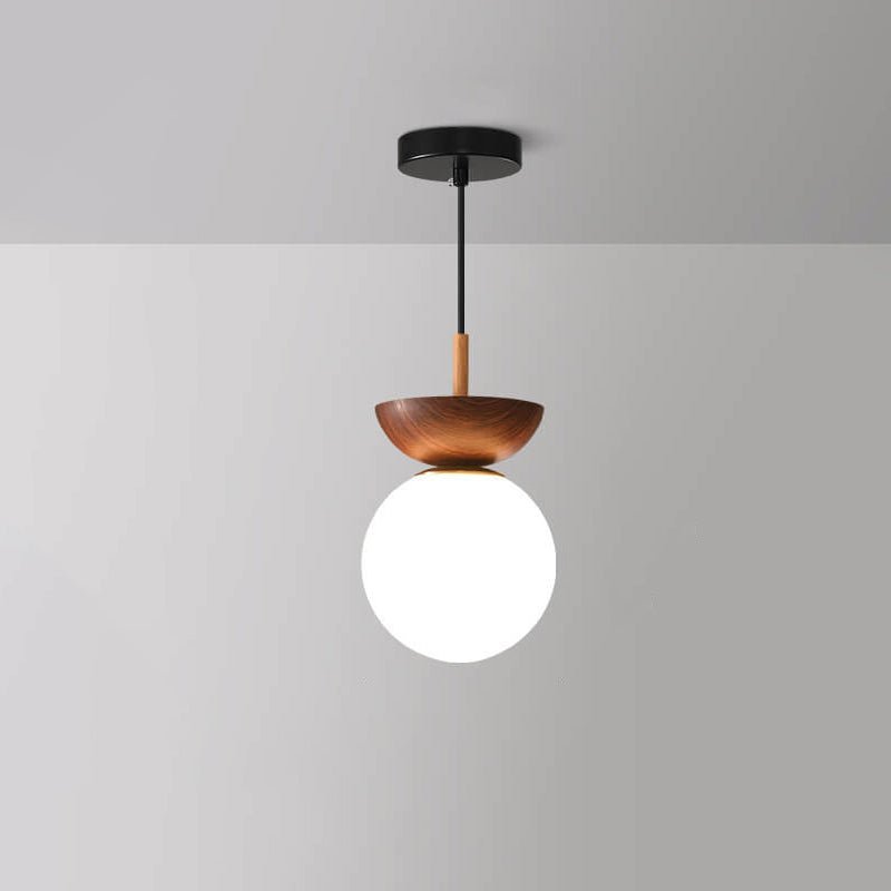 Japanese Wood & Glass Ceiling Light