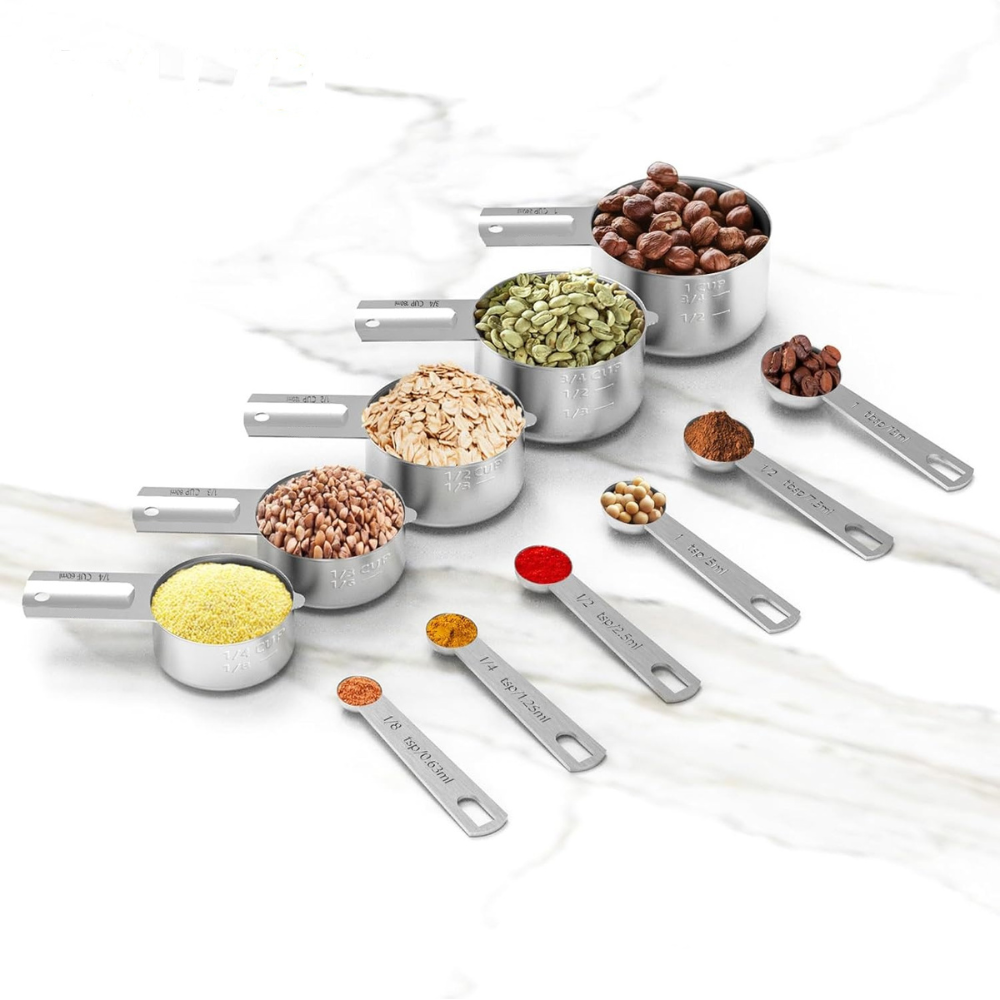 Stainless Steel Measuring Cups & Spoons Set