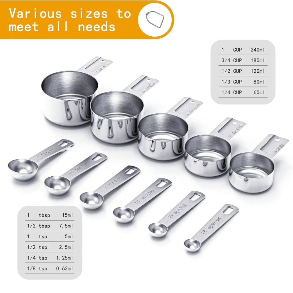 Stainless Steel Measuring Cups & Spoons Set