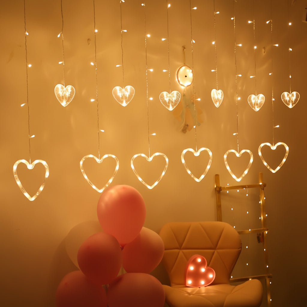 Heart Shaped Warm LED String Lights