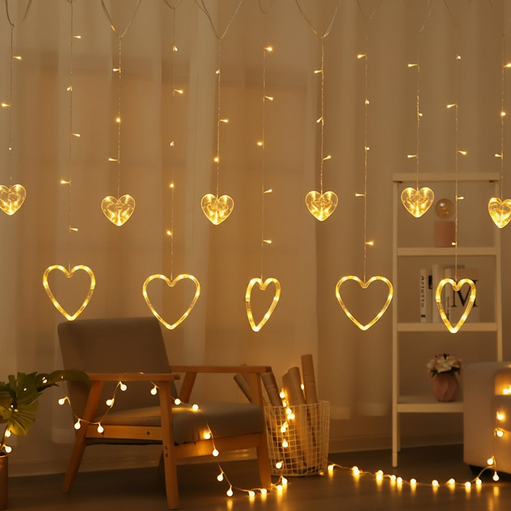 Heart Shaped Warm LED String Lights