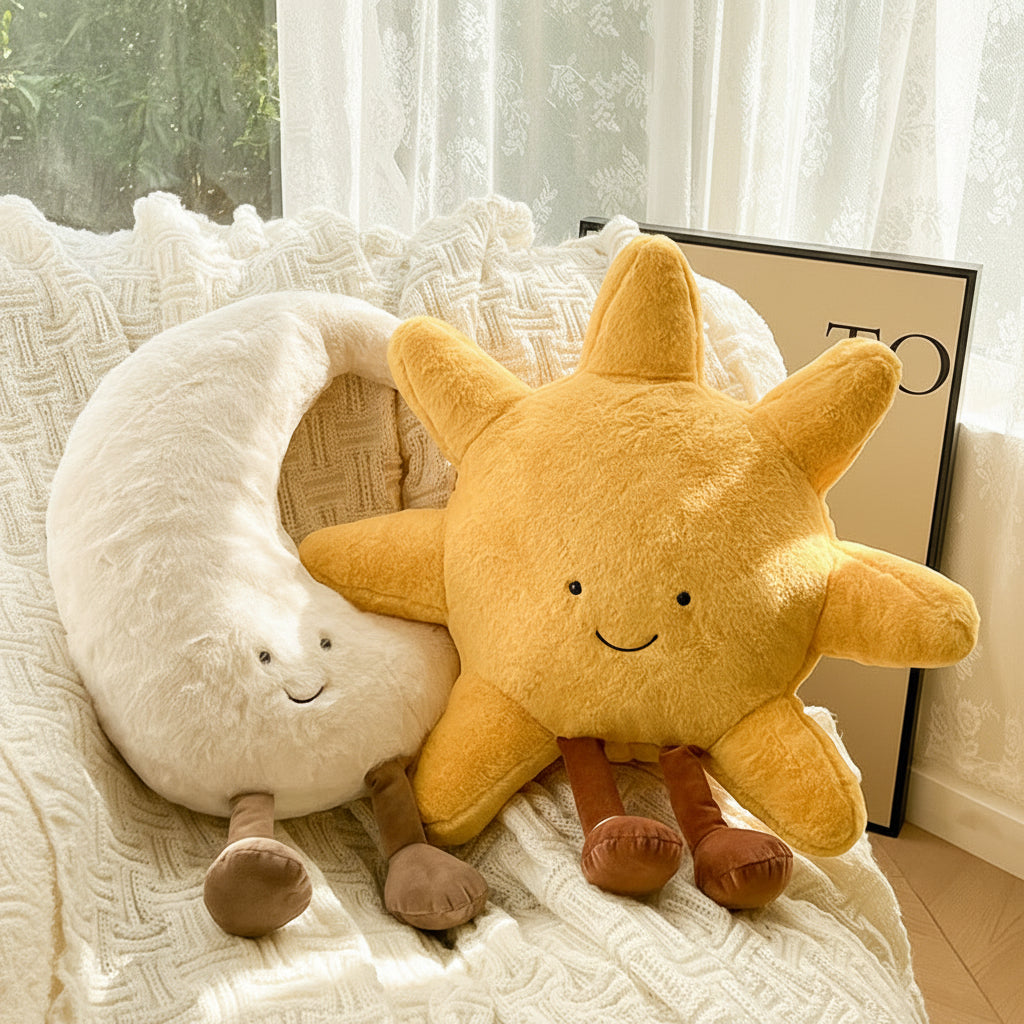 Sun & Moon Plush Velvet Throw Pillow
