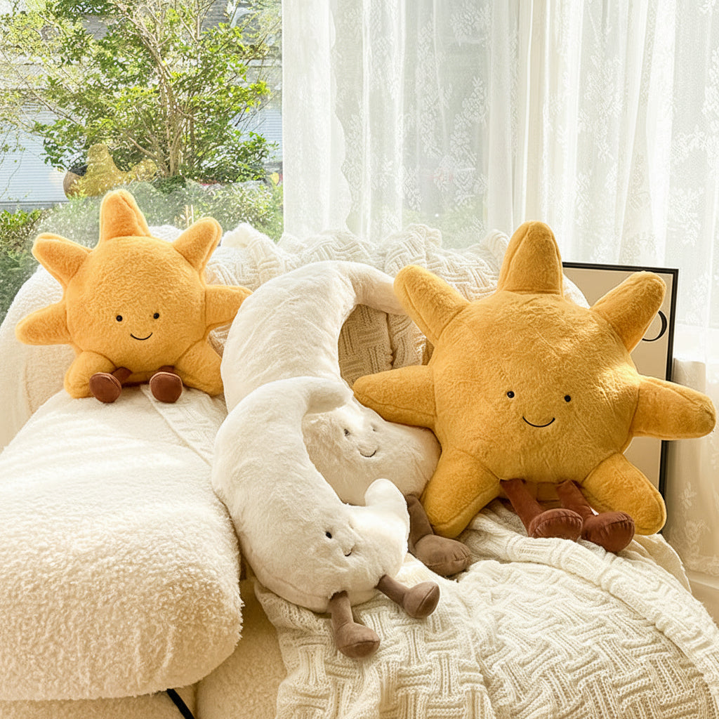 Sun & Moon Plush Velvet Throw Pillow