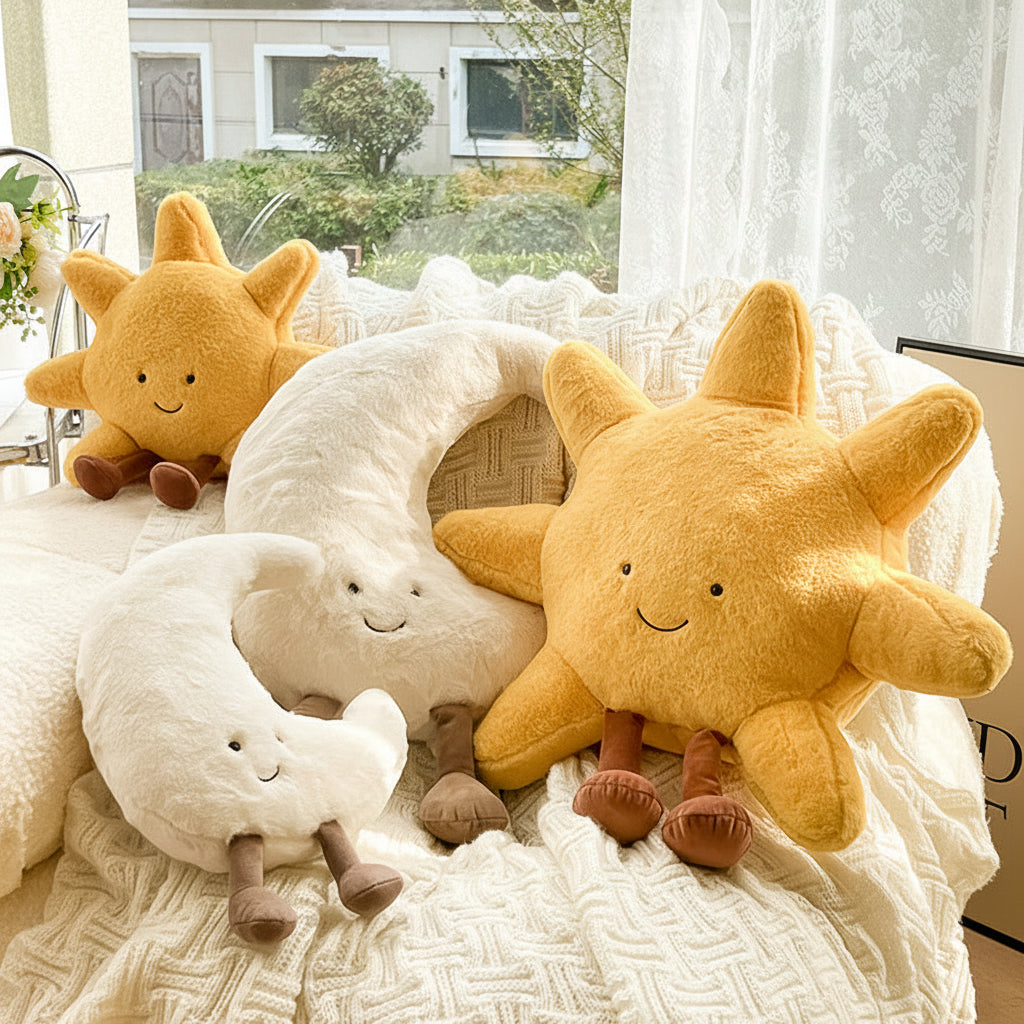 Sun & Moon Plush Velvet Throw Pillow