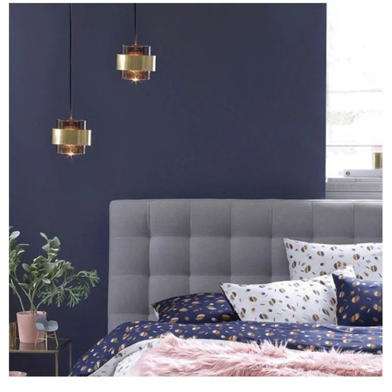Brass Cylinder Glass Pendant Light