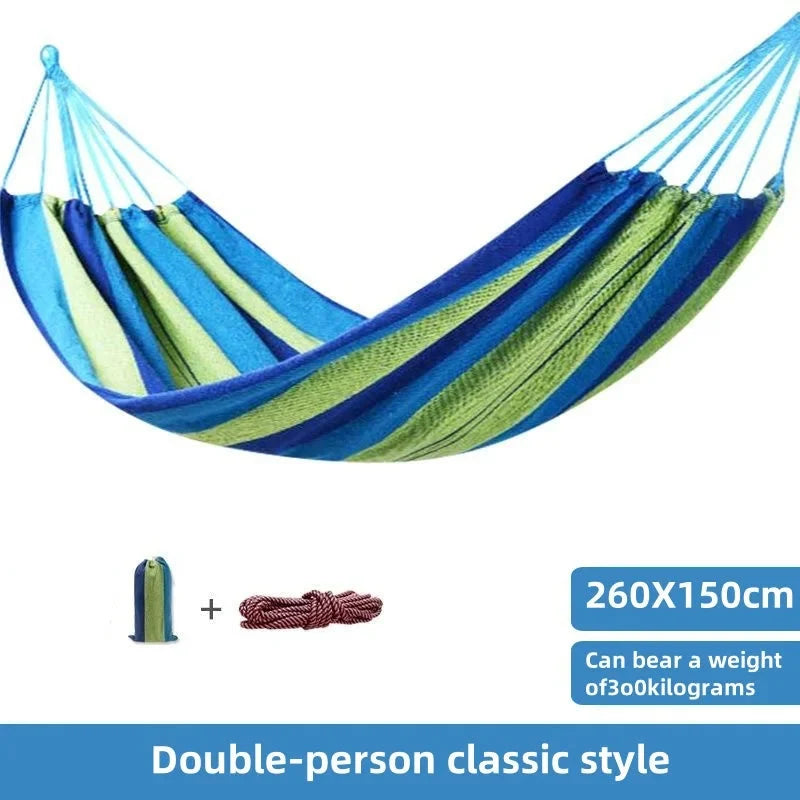 Striped Canvas Double Swing Hammock