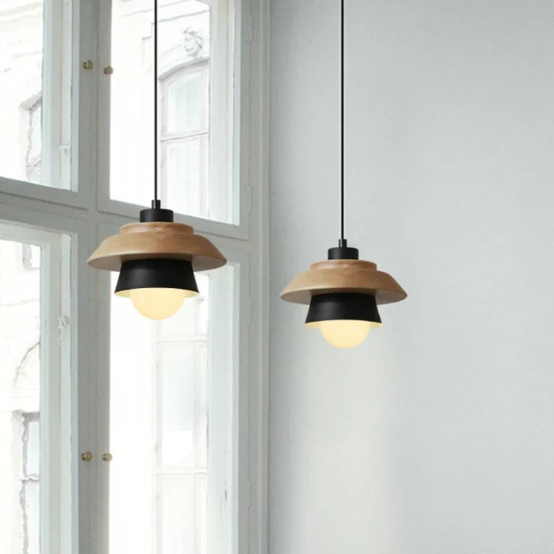 Wood & Macaron Colour Pendant Light
