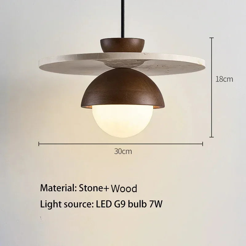Denmark Walnut & Stone LED Chandelier