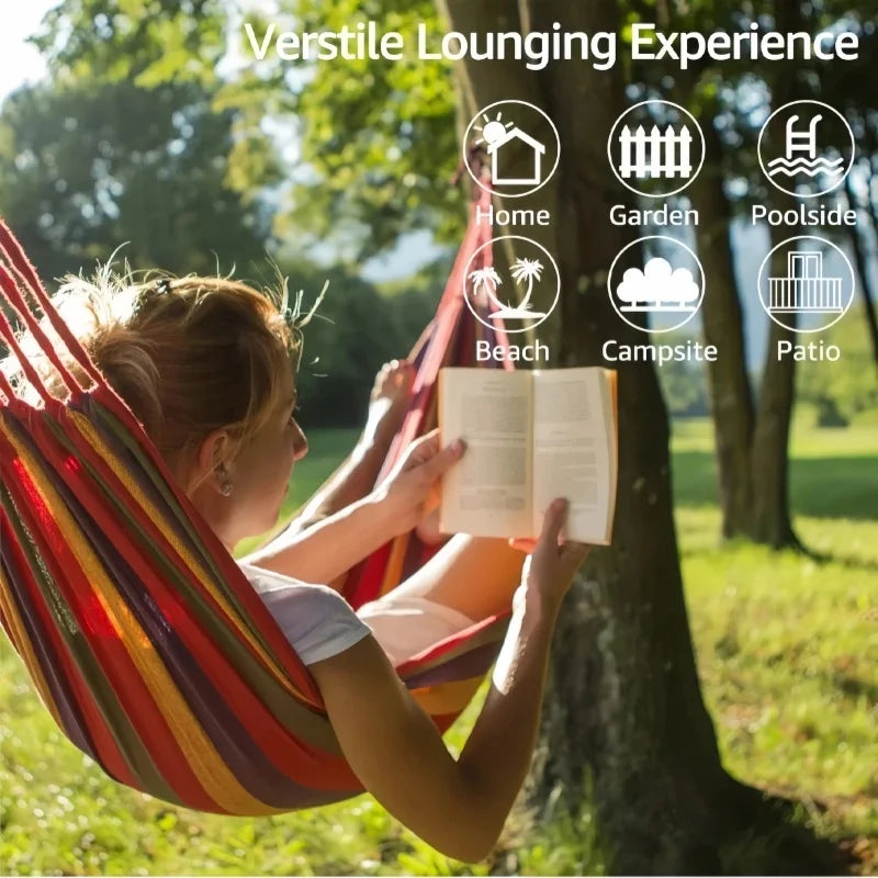 Striped Canvas Double Swing Hammock