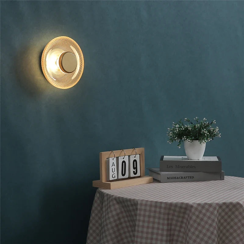 Coloured Textured Glass Disc Wall Lamp