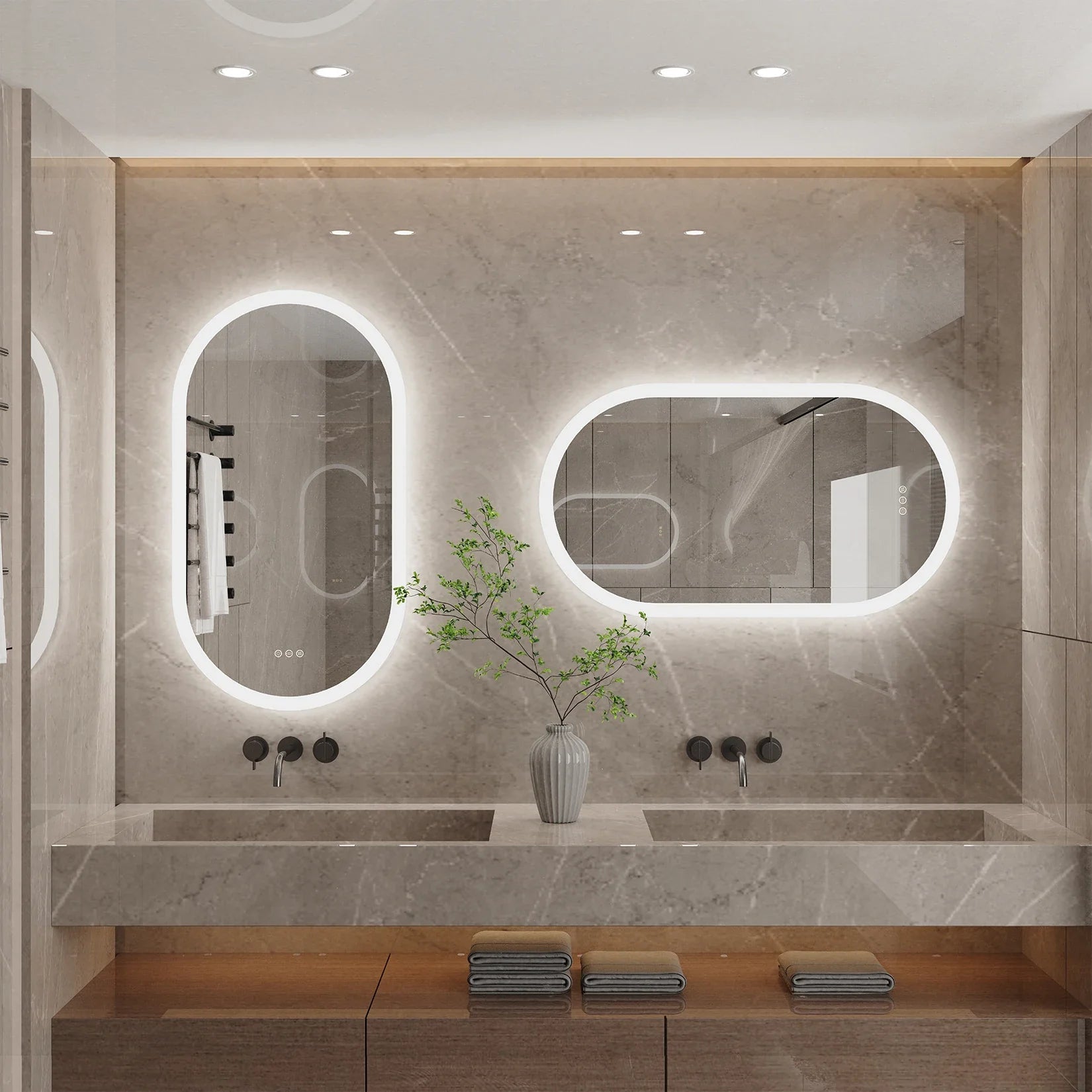 LumoOval Backlit LED Bathroom Mirror