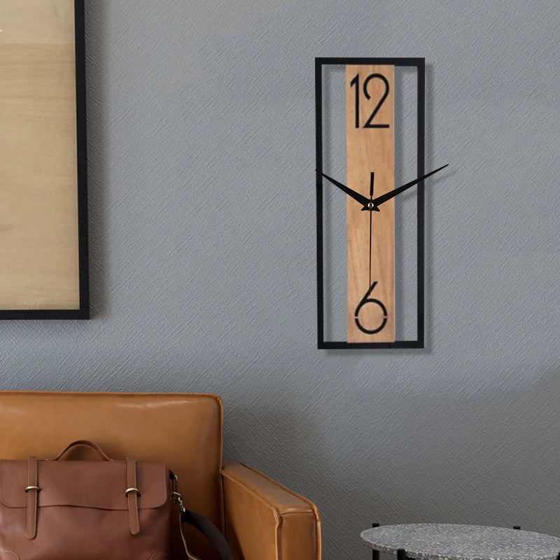 Slim Rectangular Wood Wall Clock