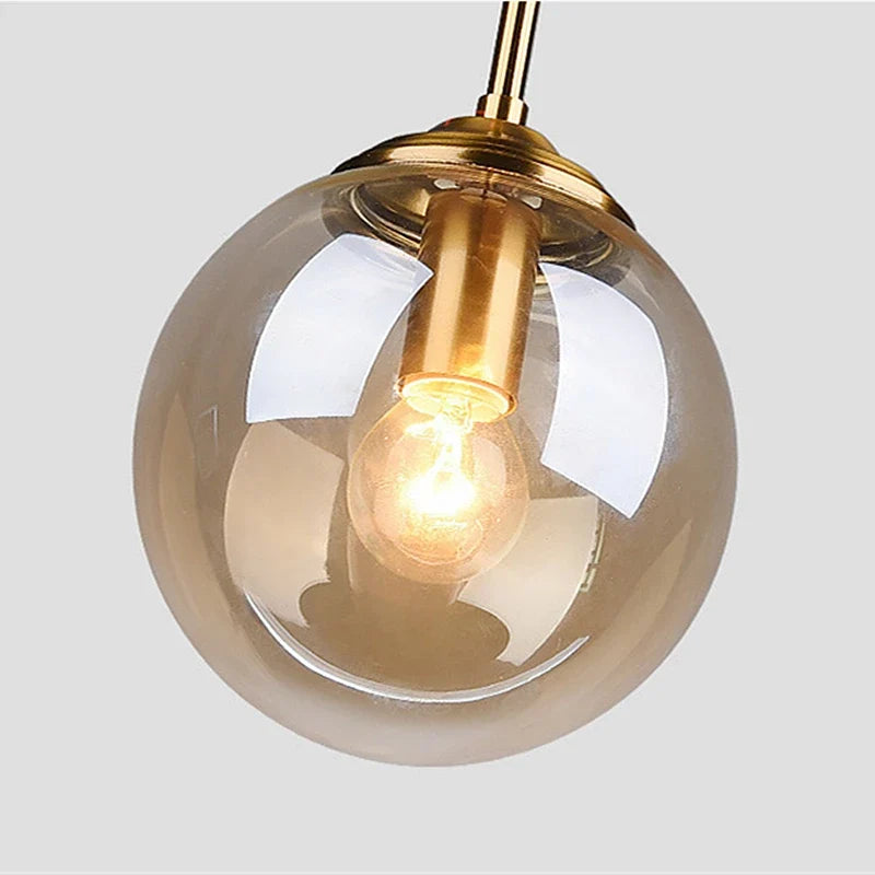 Amber & Smoke Glass Globe Pendant