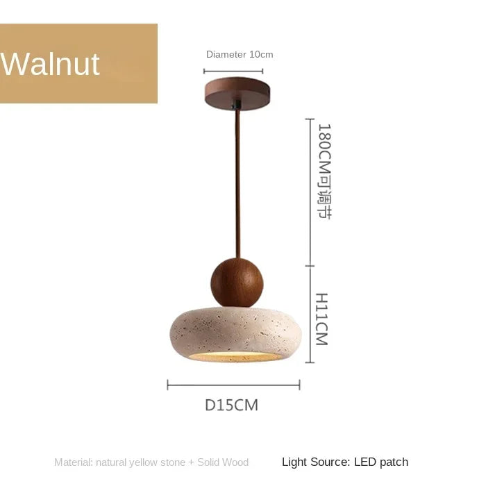 Stone & Wood Minimalist Pendant