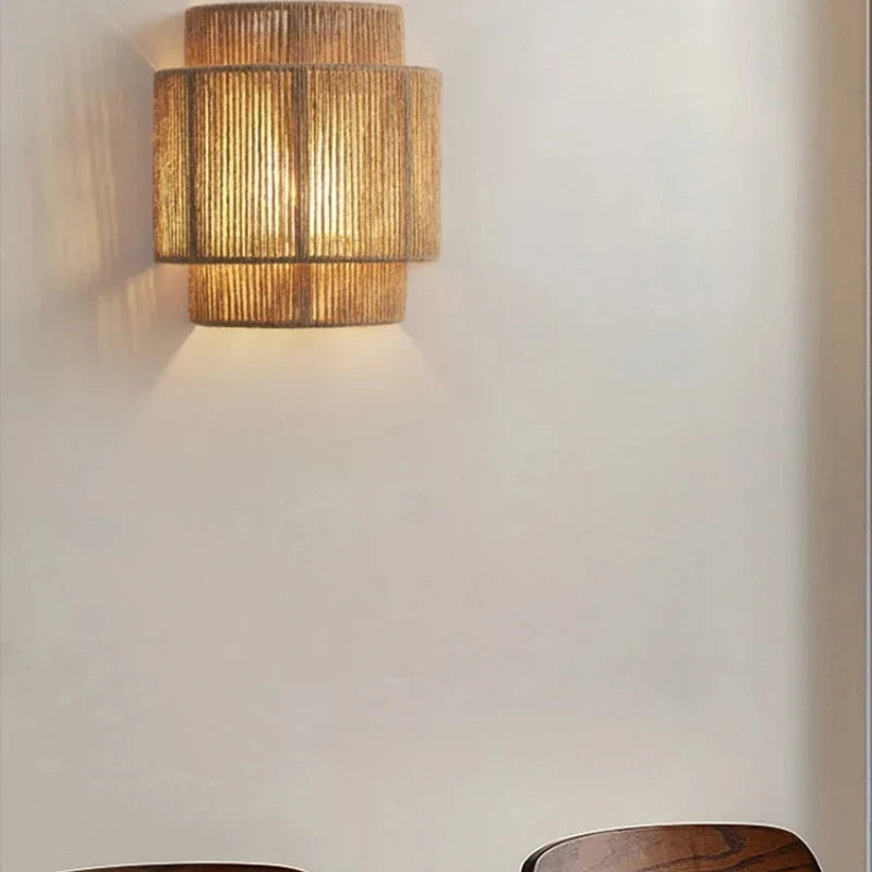 RattanGlow Handwoven Wall Lamp
