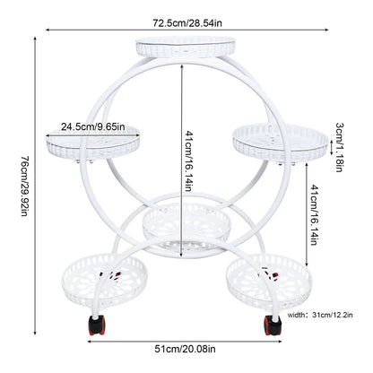 6-Tier Metal Plant Stand with Wheels