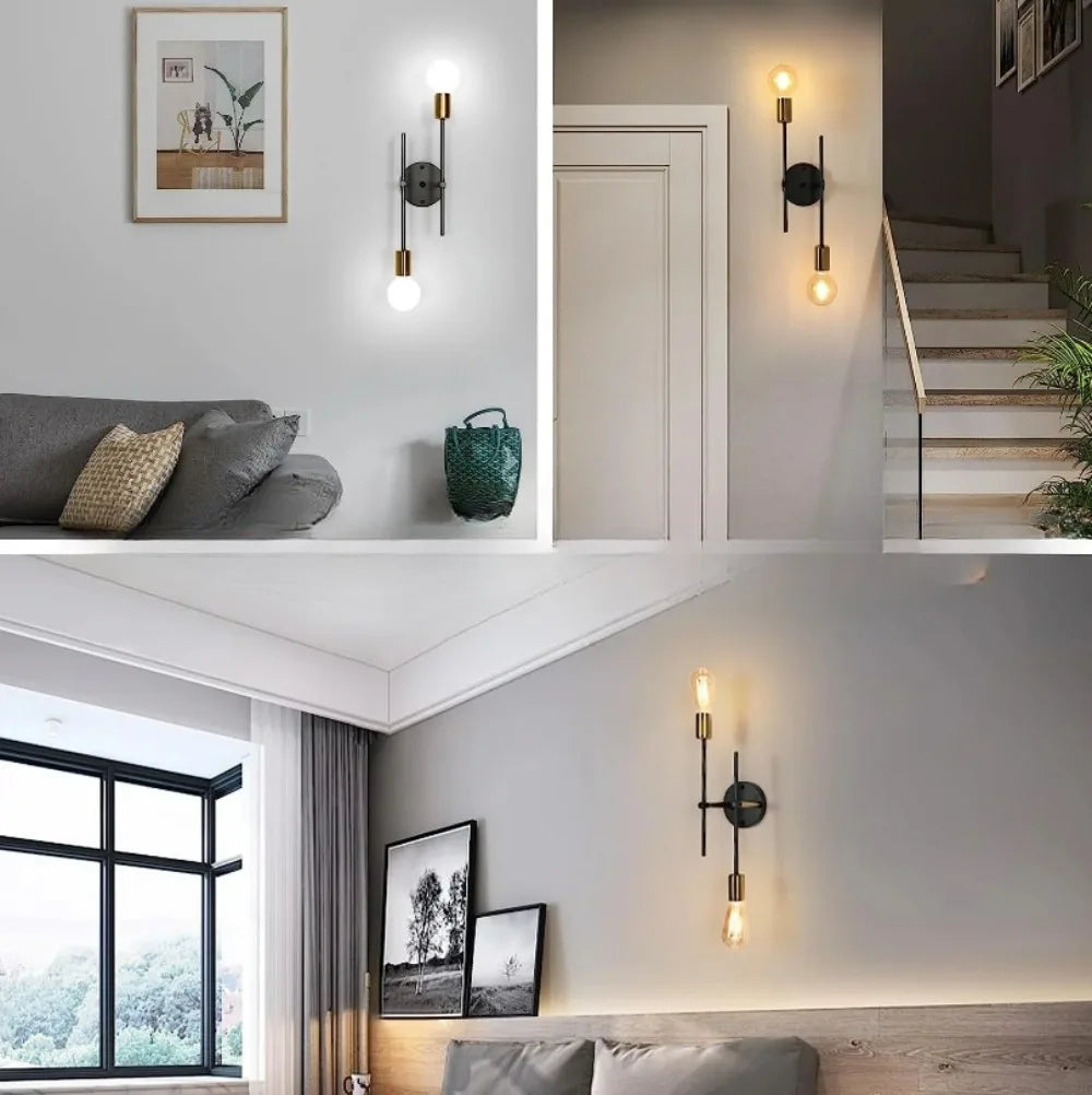 Black & Gold Twin Light Ceiling Lamp