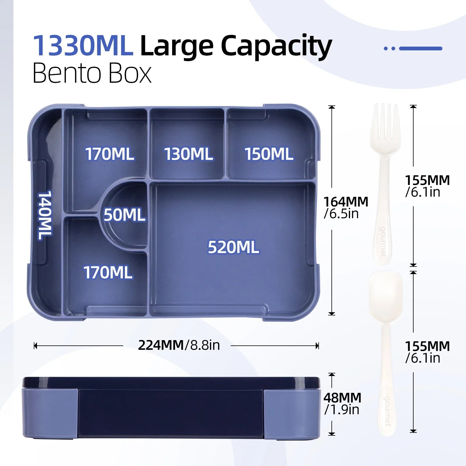 BentoMax 1330ml Large Capacity Lunch Box