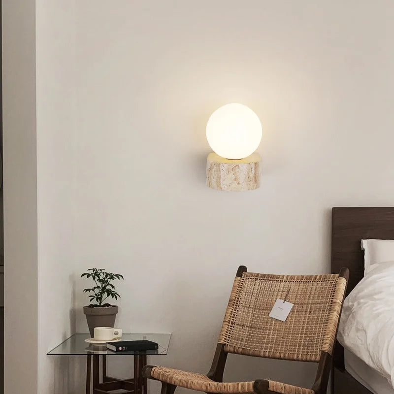 Travertine Japanese LED Wall Sconce