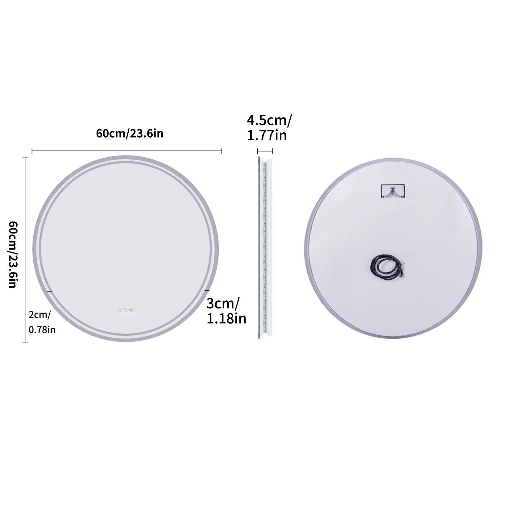 LuvoRound Touch LED Bathroom Mirror
