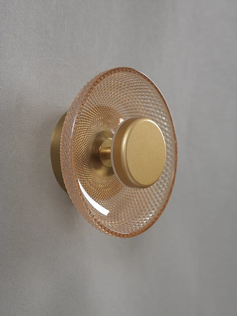 Coloured Textured Glass Disc Wall Lamp