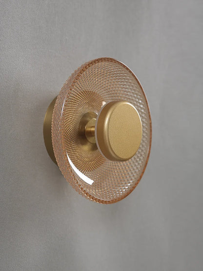 Coloured Textured Glass Disc Wall Lamp