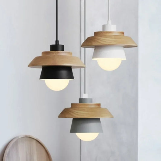 Wood & Macaron Colour Pendant Light