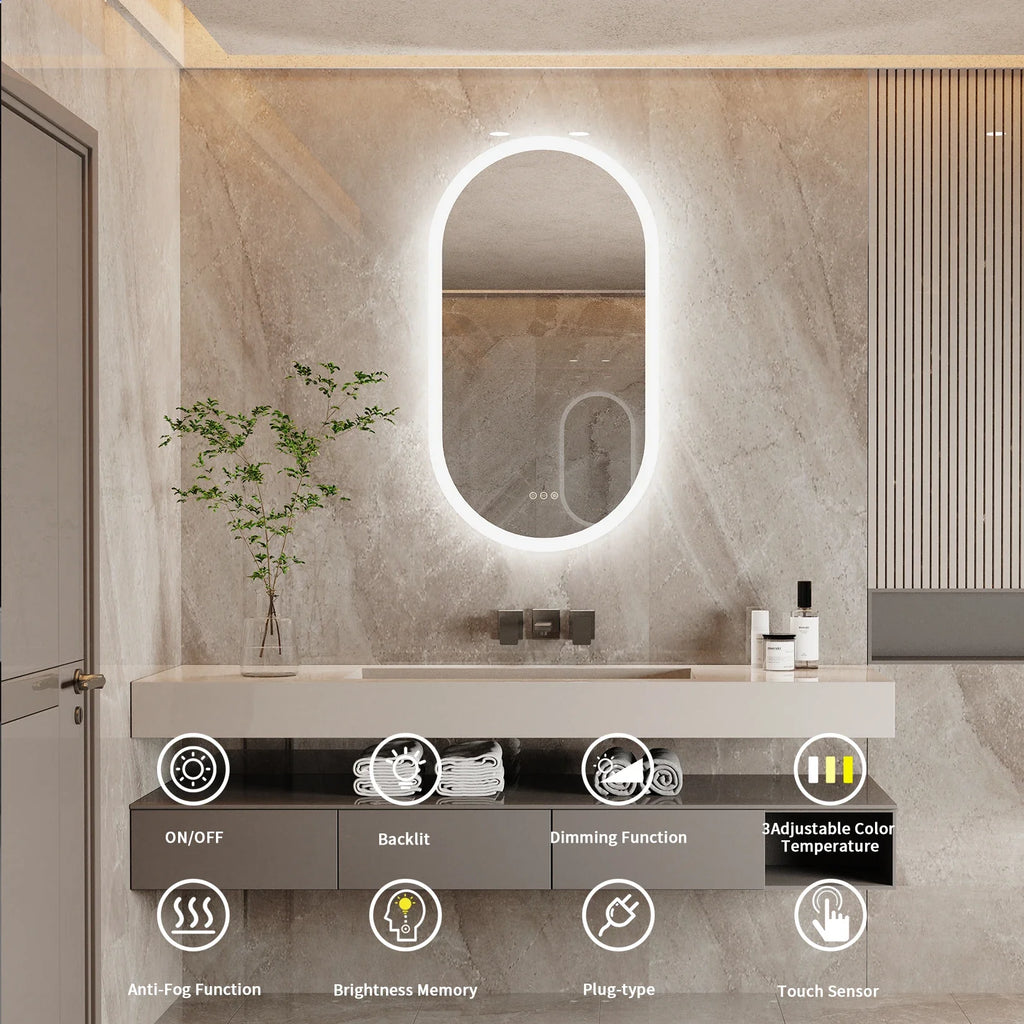 LumoOval Backlit LED Bathroom Mirror