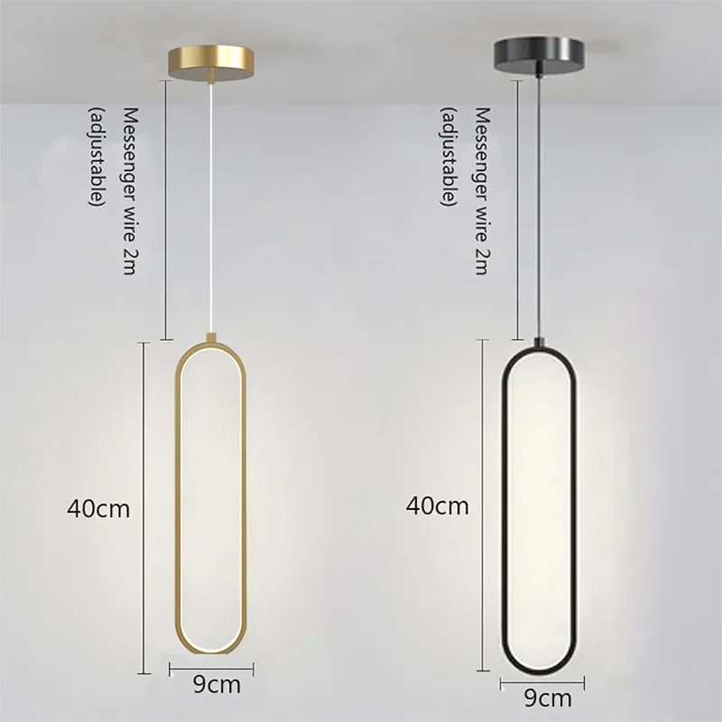Gold & Black Minimalist LED Pendant
